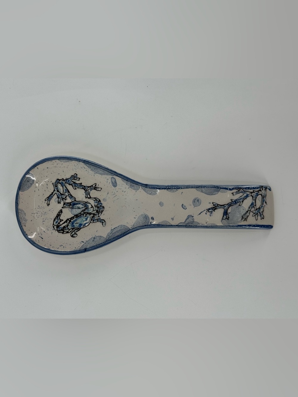 Pottery Stoneware Spoon Rest Blue Crab $ Coral